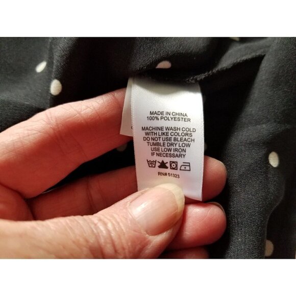 CECE Womens Black Semi-Sheer Polka Dot Cap Sleeve Keyhole Back Size (L) - Picture 10 of 10